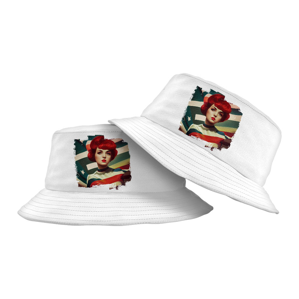 American Flag Print Bucket Hat - Cool Hat - Art Print Bucket Hat