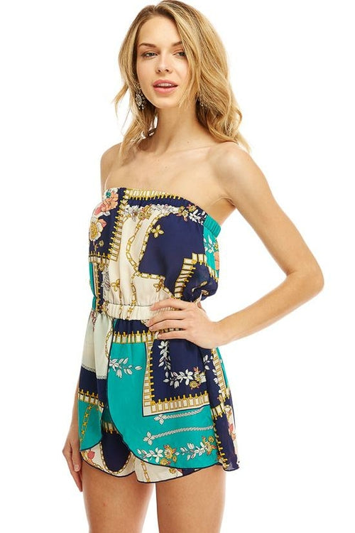 Scarf Printed Tube Romper