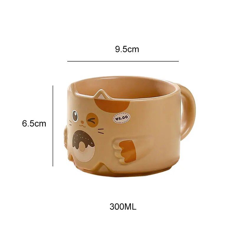 Ceramic Cat Ear Mug 300ML - Eco-Friendly Cartoon Porcelain Coffee Cup