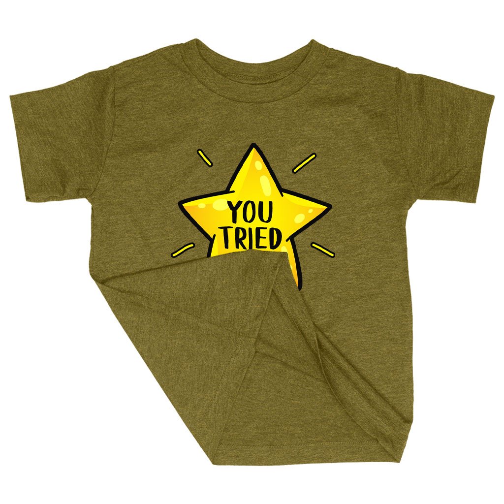 Triblend Toddler You Tried T-Shirt - Gold Star T-Shirt - Graphic T-Shirt