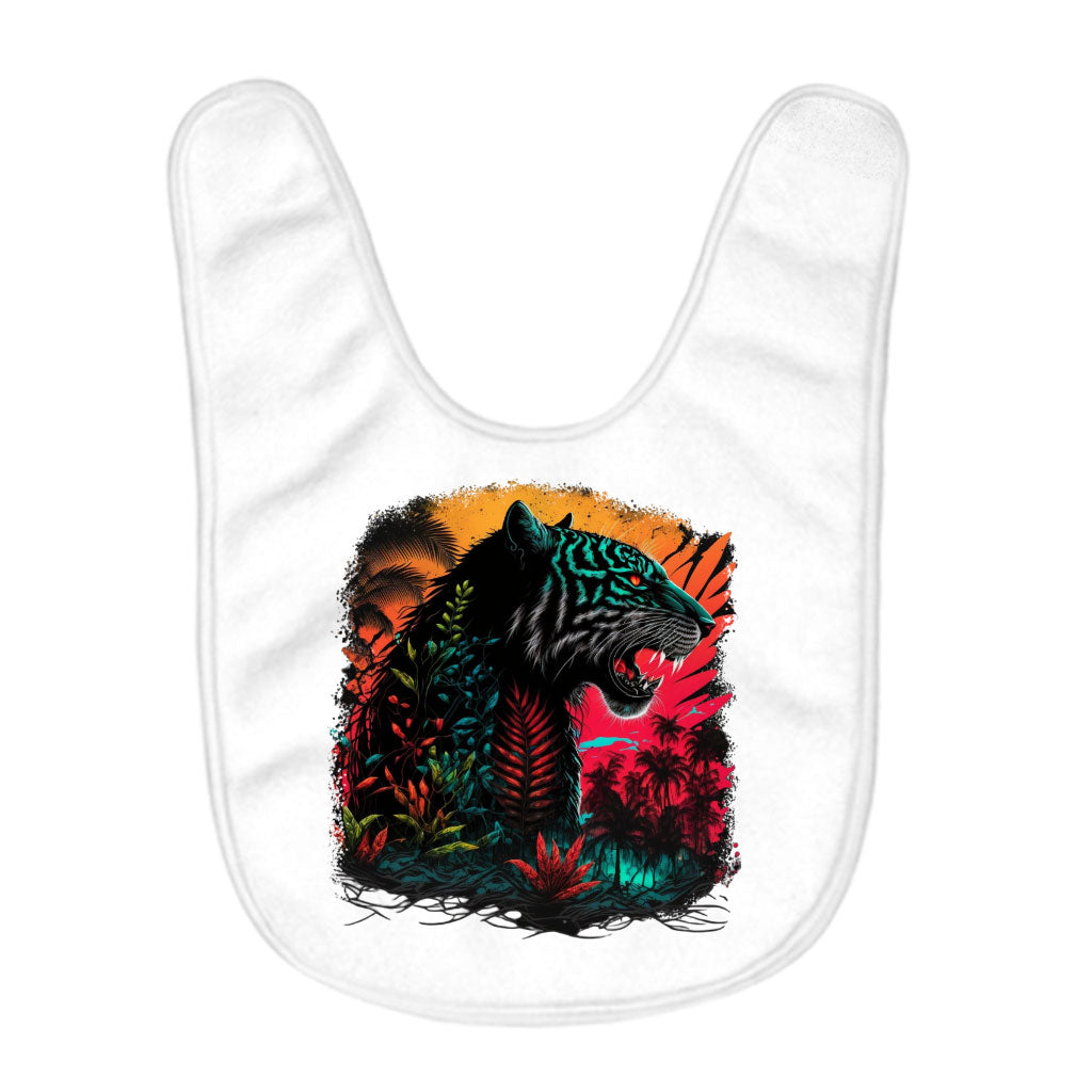 Tiger Print Baby Bibs - Illustration Baby Feeding Bibs - Themed Bibs for Eating