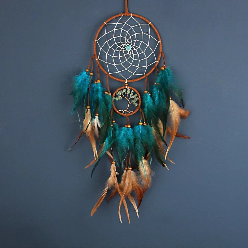 Handmade Luxury Dream Catcher - Aesthetic Wall Decor Art with Life Tree & Feathers