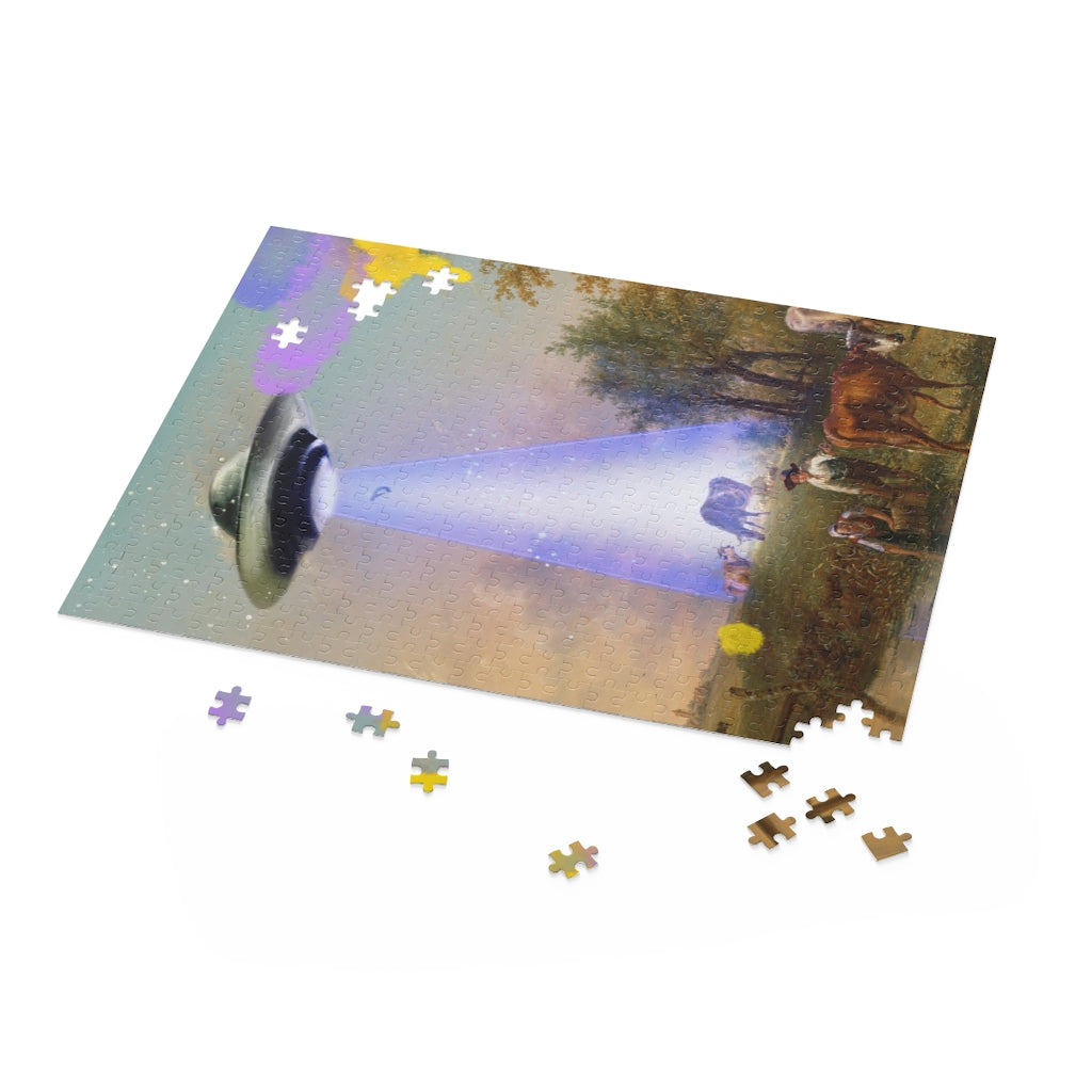 UFO Abducting Cow Jigsaw Puzzle 500-Piece