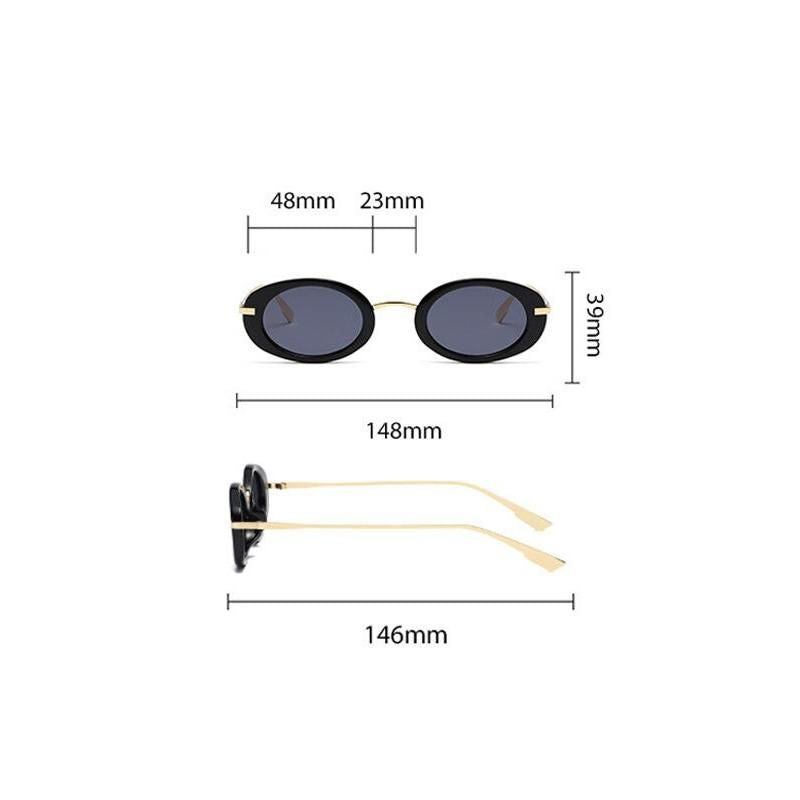 Retro Punk Oval Sunglasses with UV400 Protection