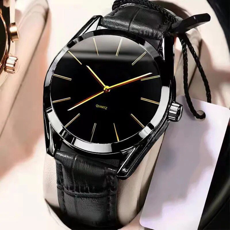 Luxurious Quartz Men's Wristwatch: Leather Strap, Waterproof & Business-Casual Design