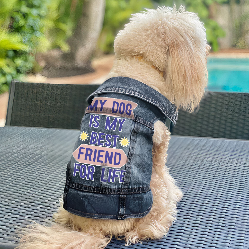 My Dog Is My Best Friend Dog Denim Vest - Cute Dog Denim Jacket - Art Dog Clothing