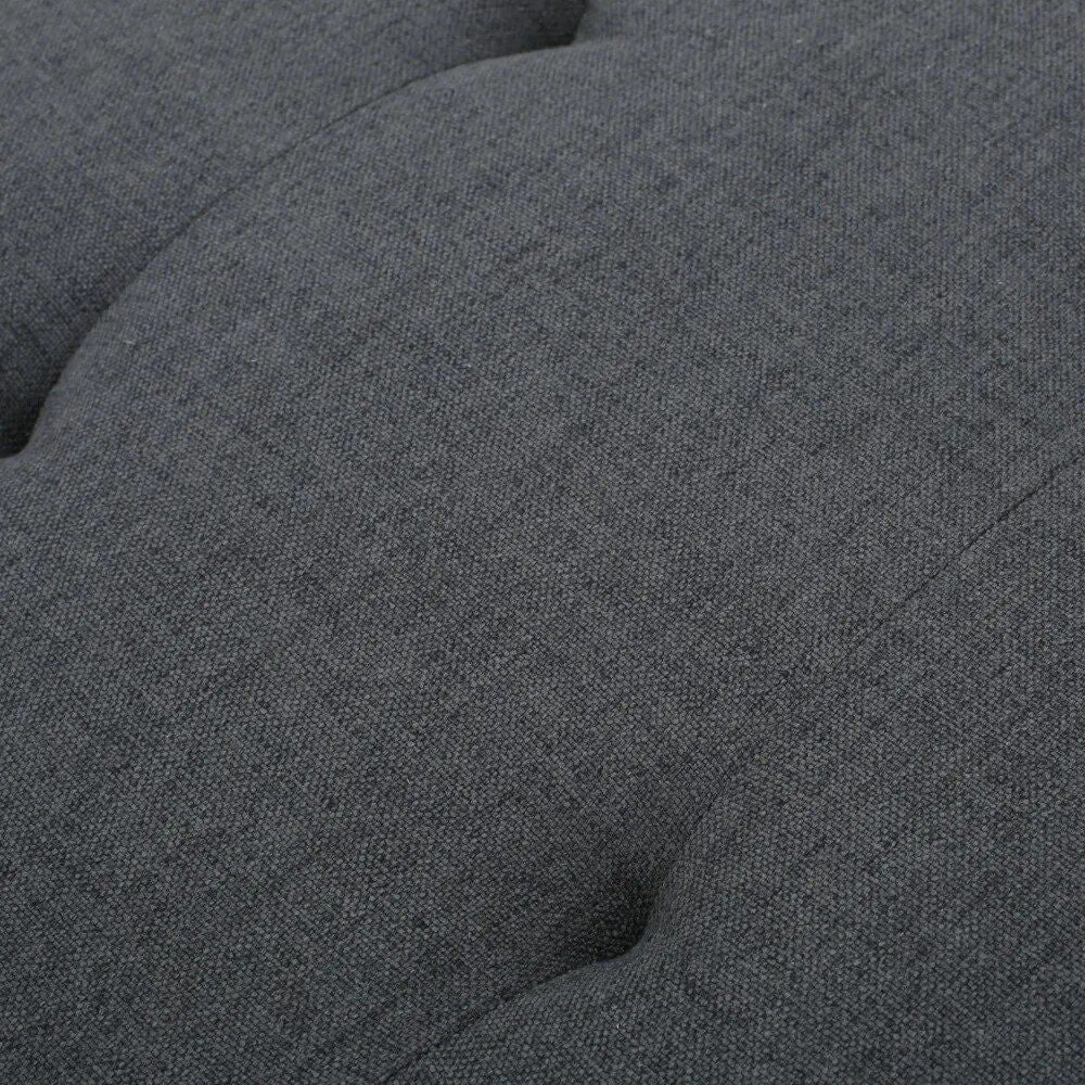 Elegant Dark Grey Fabric Tufted Ottoman