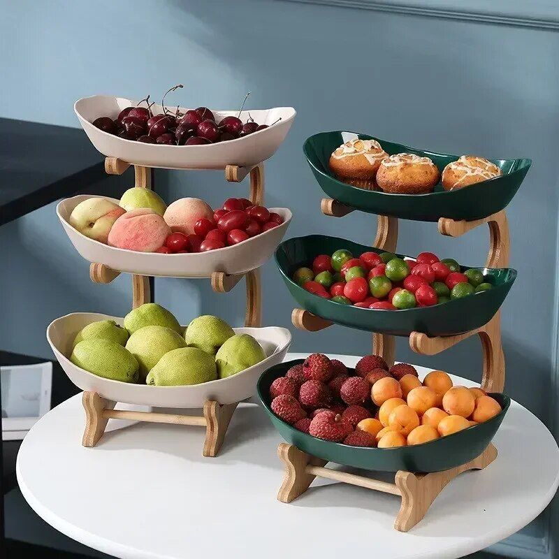 Multi-Layer Fruit and Snack Organizer: Elegant Oval Shaped Kitchen Stand