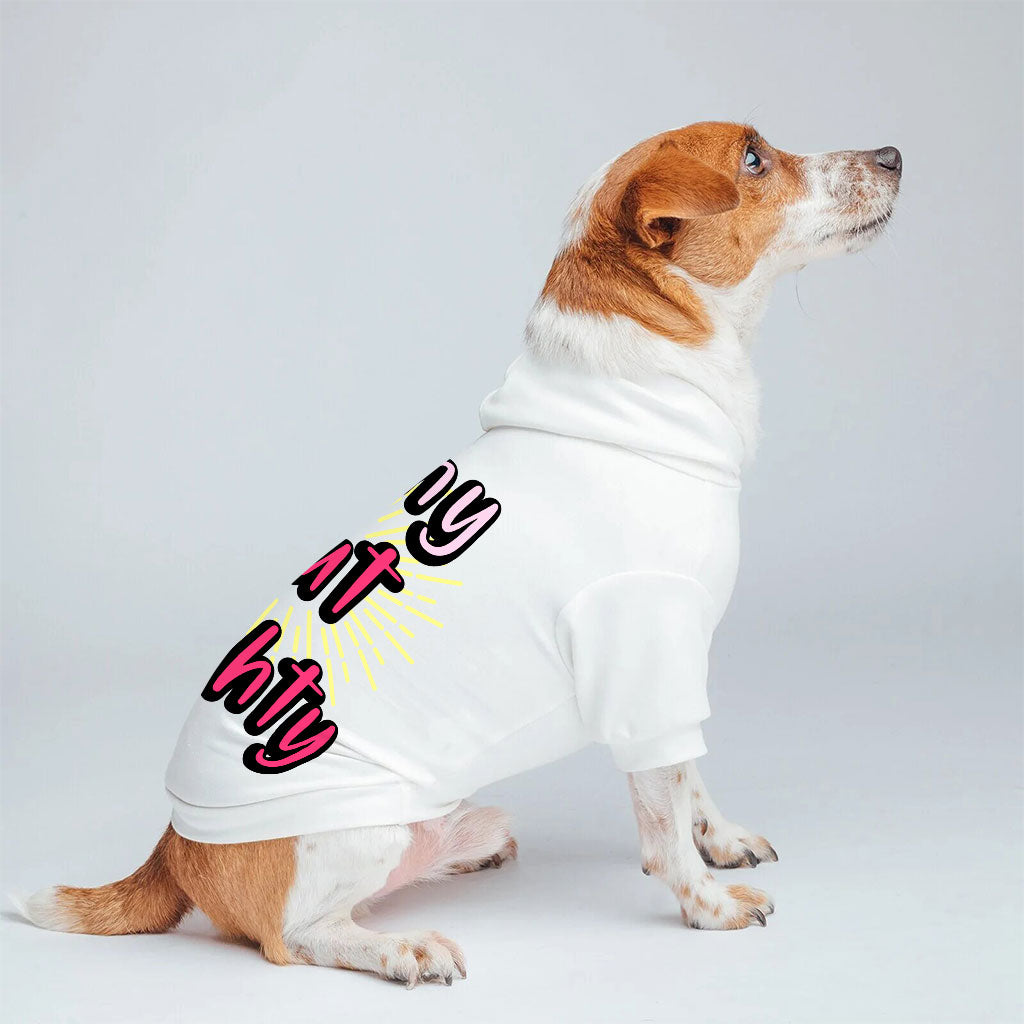 Tiny but Mighty Dog Hoodie - Art Dog Coat - Word Art Dog Clothing