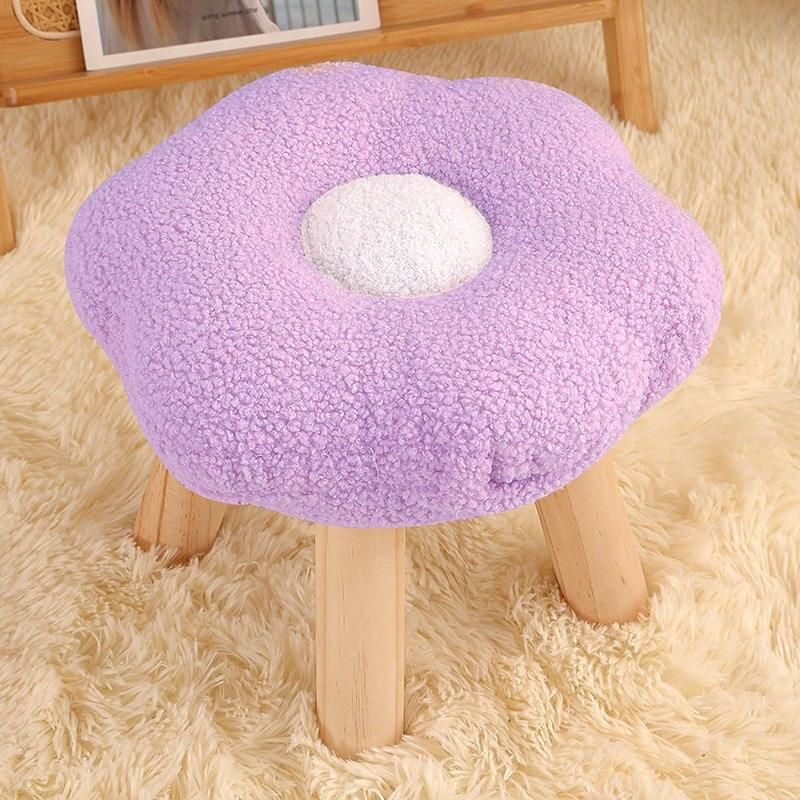 Colorful Flower-Shaped Wooden Stool Ottoman