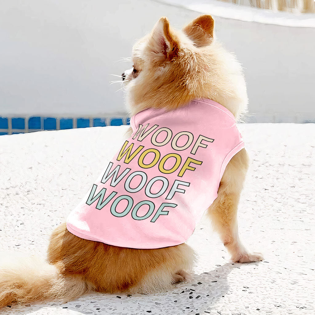 Woof Dog Sleeveless Shirt - Word Art Dog Shirt - Beautiful Dog Clothing