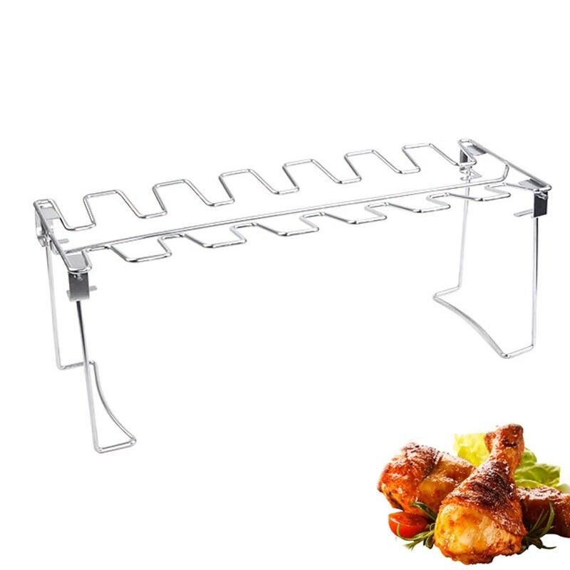 Ultimate BBQ Chicken Leg Wing Grill Rack with Stainless Steel Roaster Stand and Drip Pan