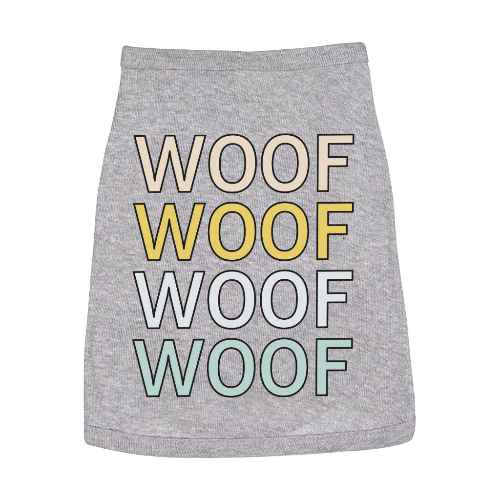 Woof Dog Sleeveless Shirt - Word Art Dog Shirt - Beautiful Dog Clothing