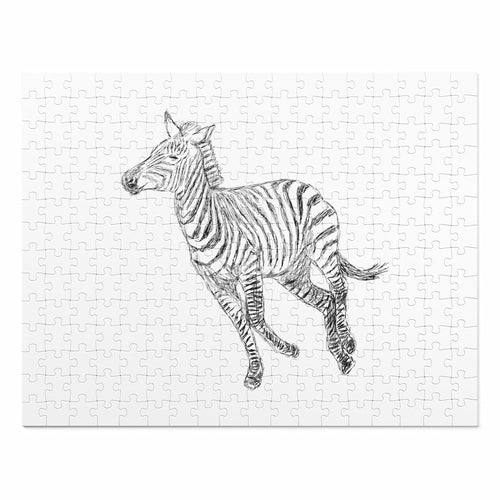 Home Decor, Puzzle Print for Children or Adults, Galloping Zebra Line