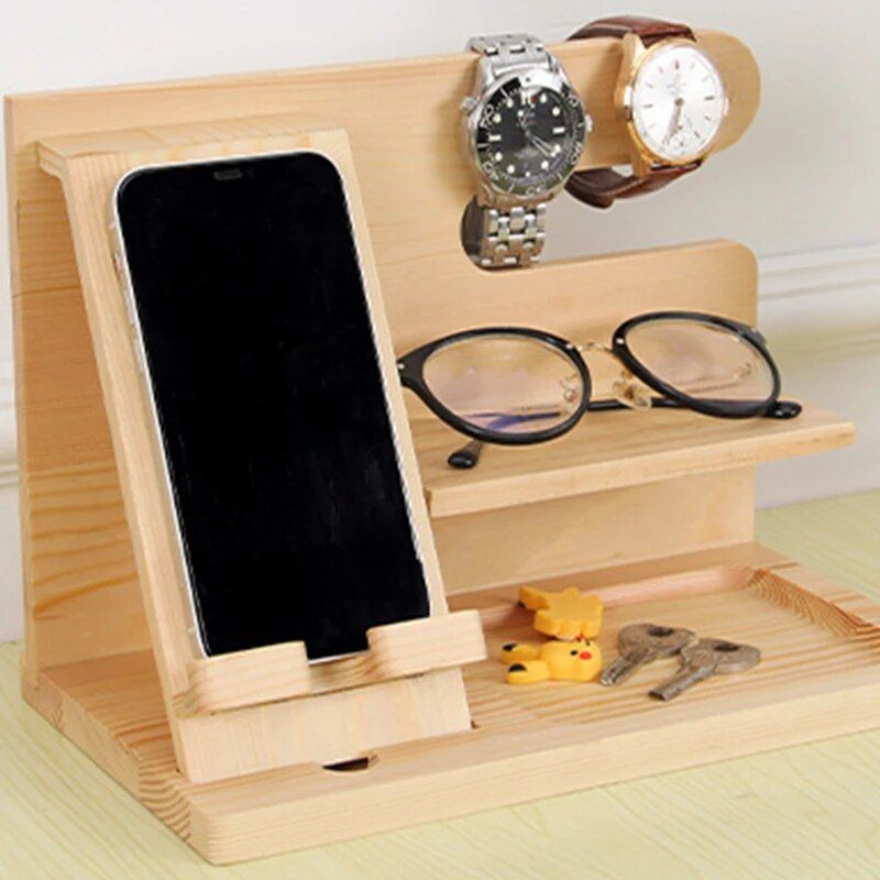 Elegant Multifunction Wooden Bedside Organizer