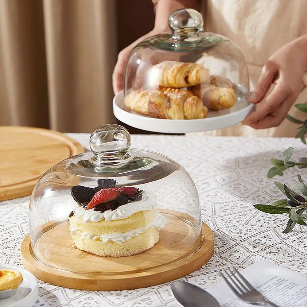 Cover Cake Dome Glass Platter Stand - Elegant Dessert Display