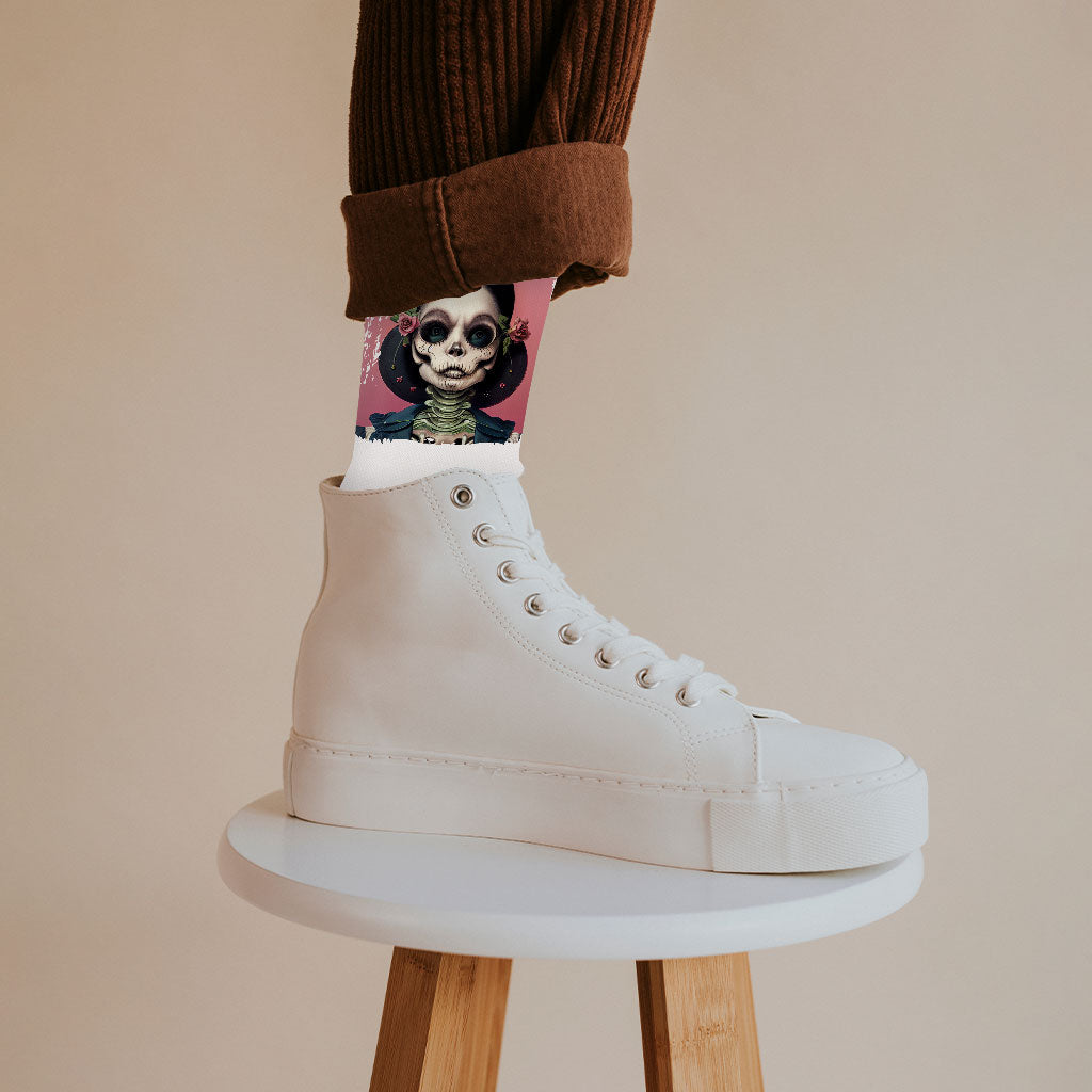 3D Skull Socks - Skeleton Novelty Socks - Halloween Themed Crew Socks