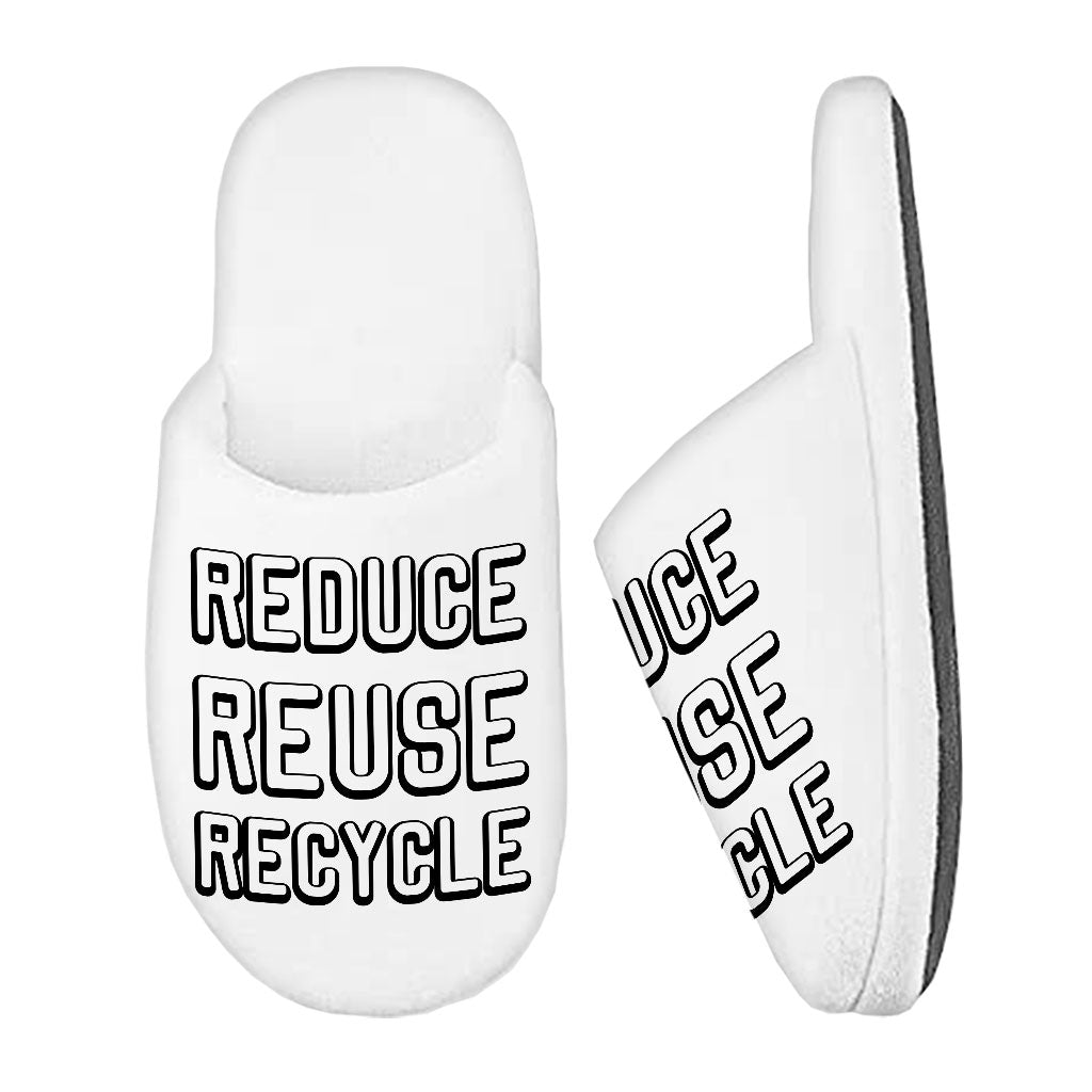 Reduce Reuse Recycle Memory Foam Slippers - Cute Design Slippers - Best Design Slippers