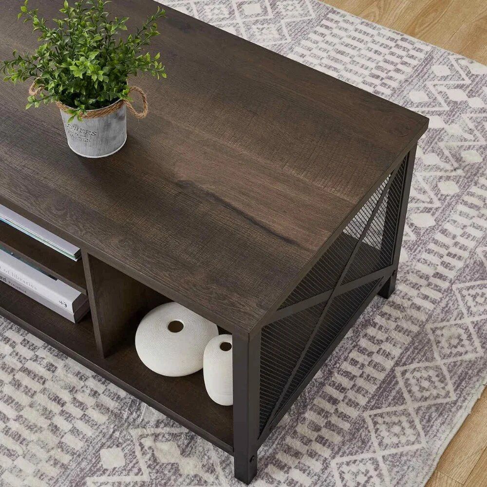 Elegant Farmhouse Walnut Brown Coffee Table