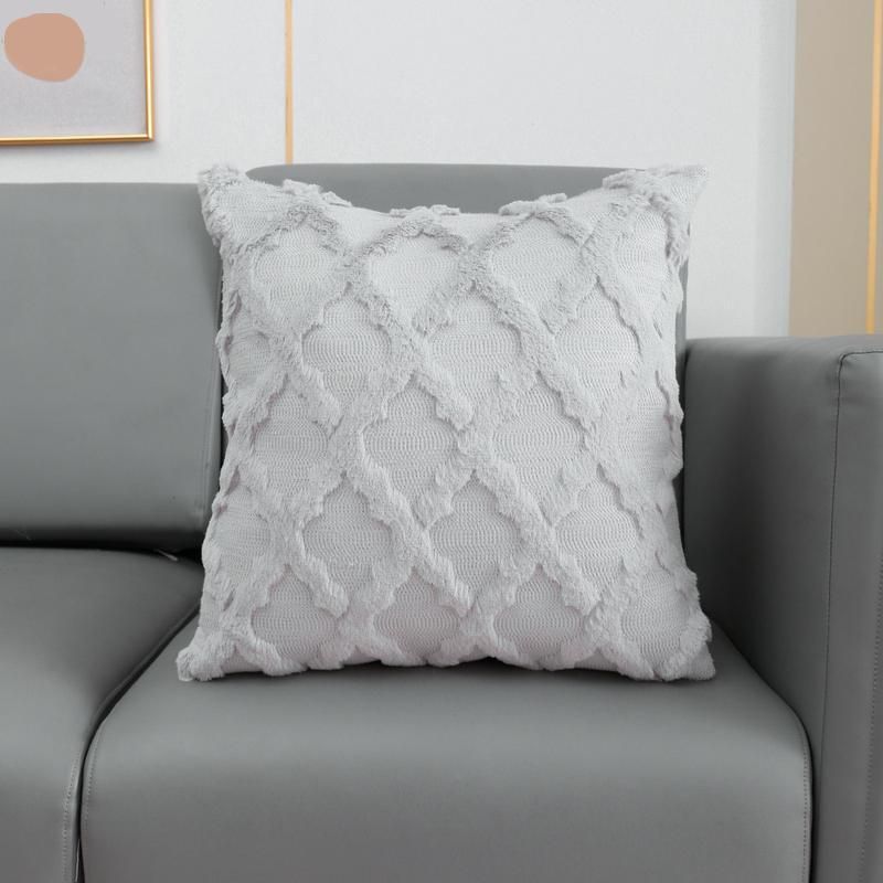 Elegant Beige, Grey & White Embroidered Cushion Cover