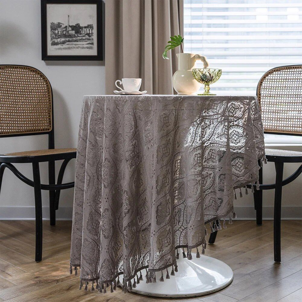 Elegant Handmade Lace Crochet Round Tablecloth