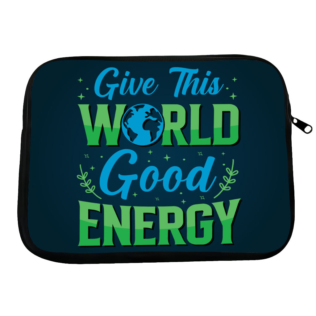 Give the World Good Energy HP 16" Sleeve - Cute Laptop Sleeve - Printed Laptop Sleeve with Zipper