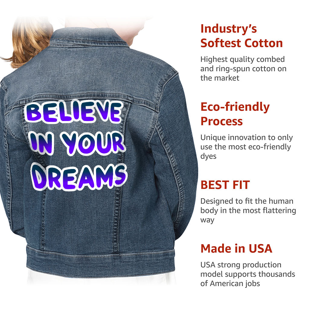 Inspirational Quote Kids' Denim Jacket - Cool Trendy Jean Jacket - Cute Design Denim Jacket for Kids