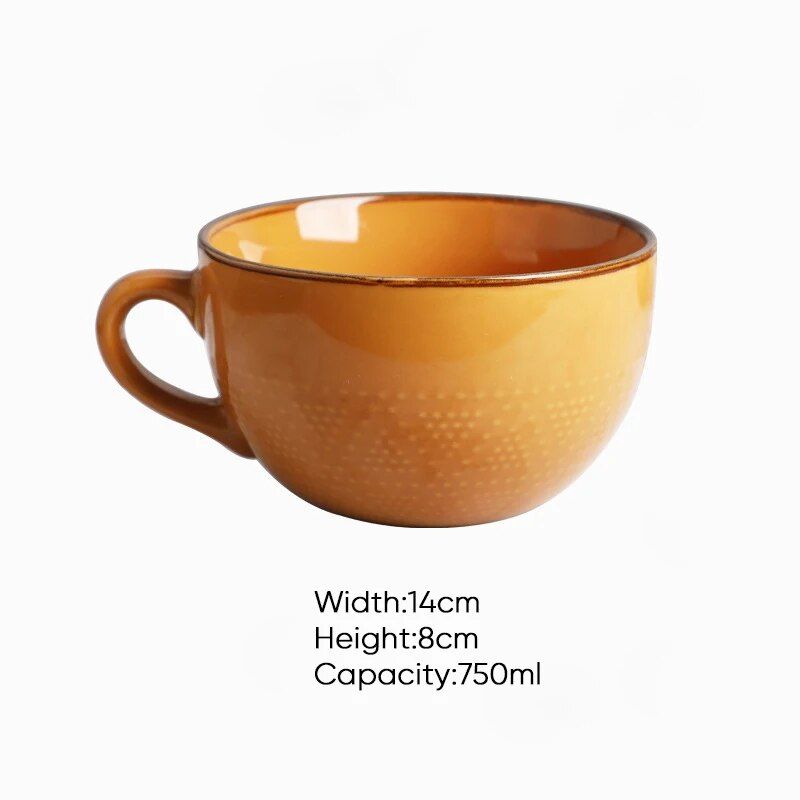 750ml High-Capacity Ceramic Coffee Mug - Multipurpose Porcelain Office and Breakfast Cup