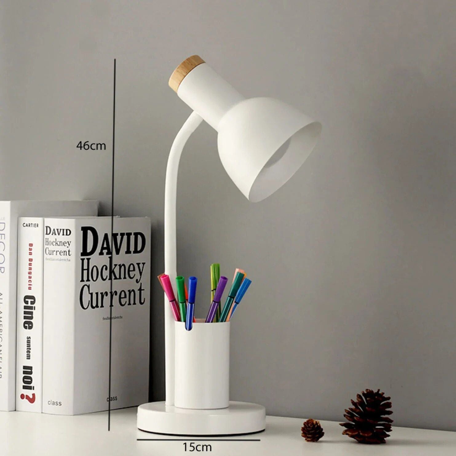 Contemporary Nordic Desk Lamp with Pen Holder - LED Office and Home Decor Light