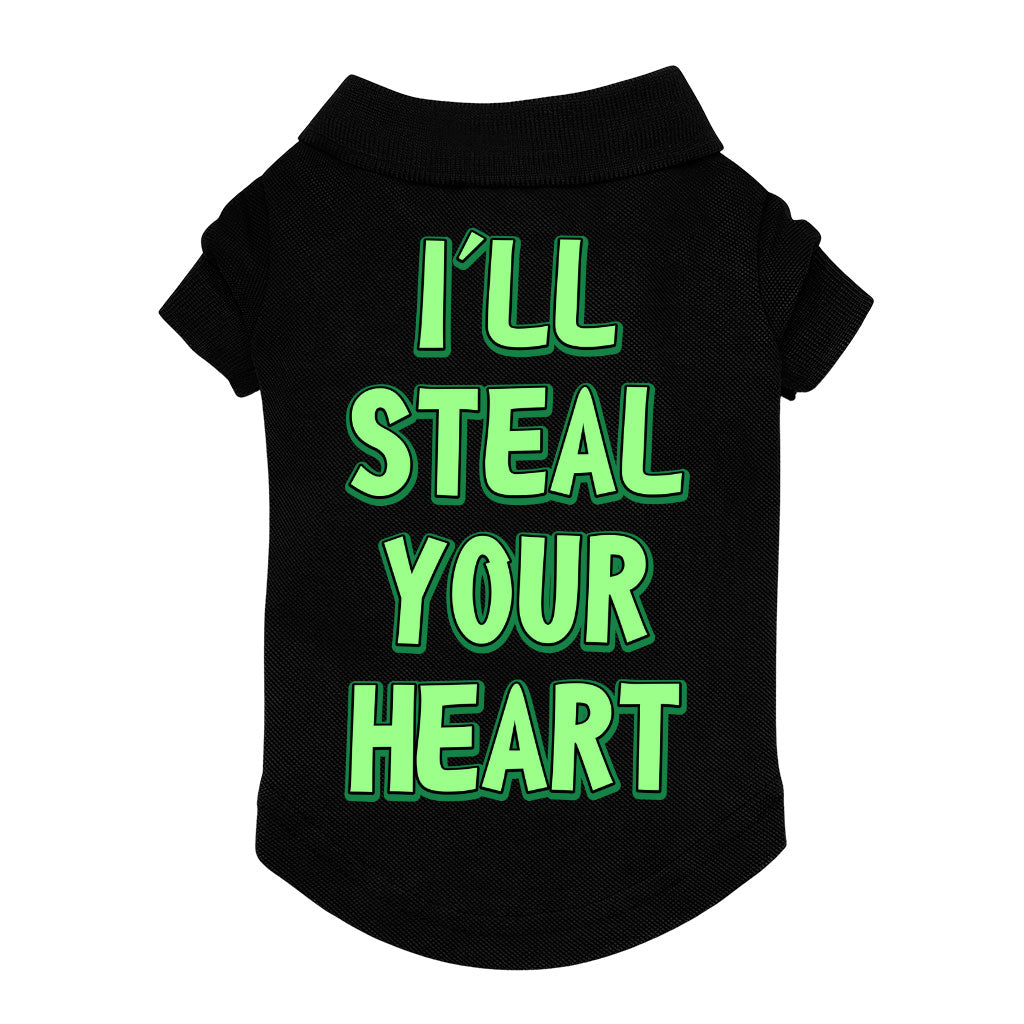 I'll Steal Your Heart Dog Polo Shirt - Art Print Dog T-Shirt - Word Design Dog Clothing