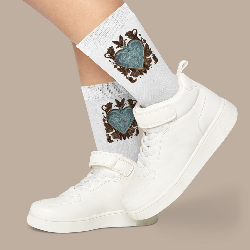 Ice Graphic Socks - Unique Novelty Socks - Winter Art Crew Socks