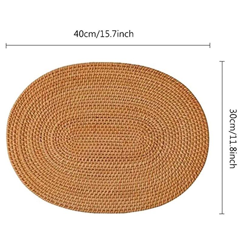 Hand-Woven Rattan Placemat - Eco-Friendly, Modern Oval Table Accessory