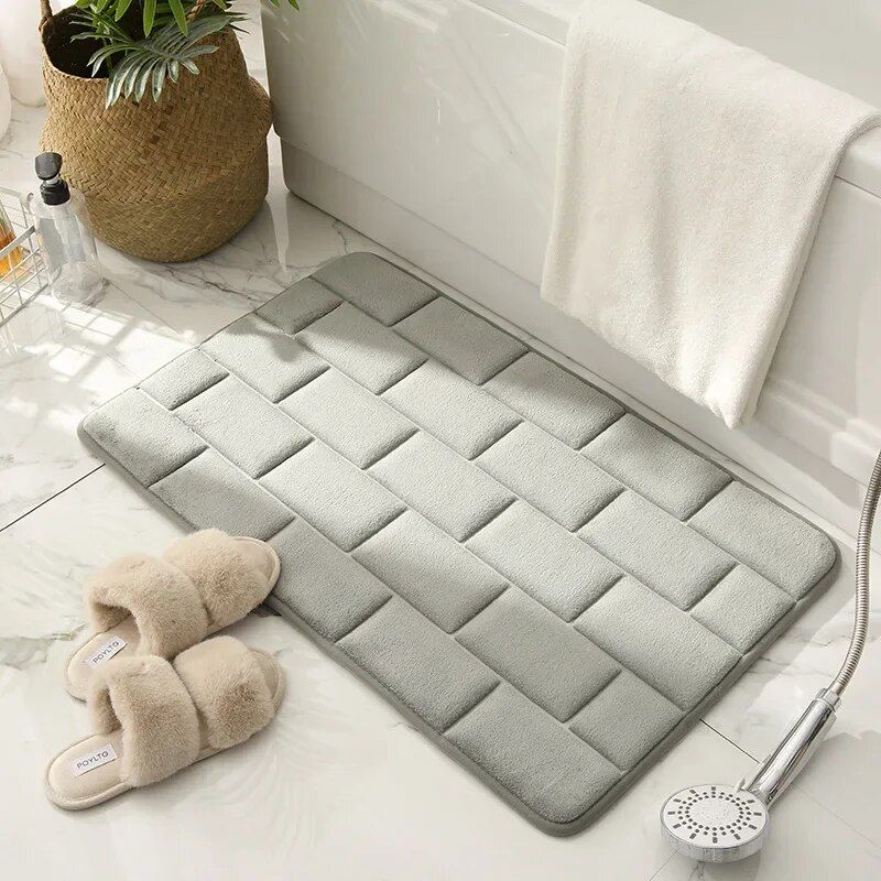 Luxurious Coral Fleece Memory Foam Bath Mat - Non-Slip, Super Absorbent Bathroom Rug