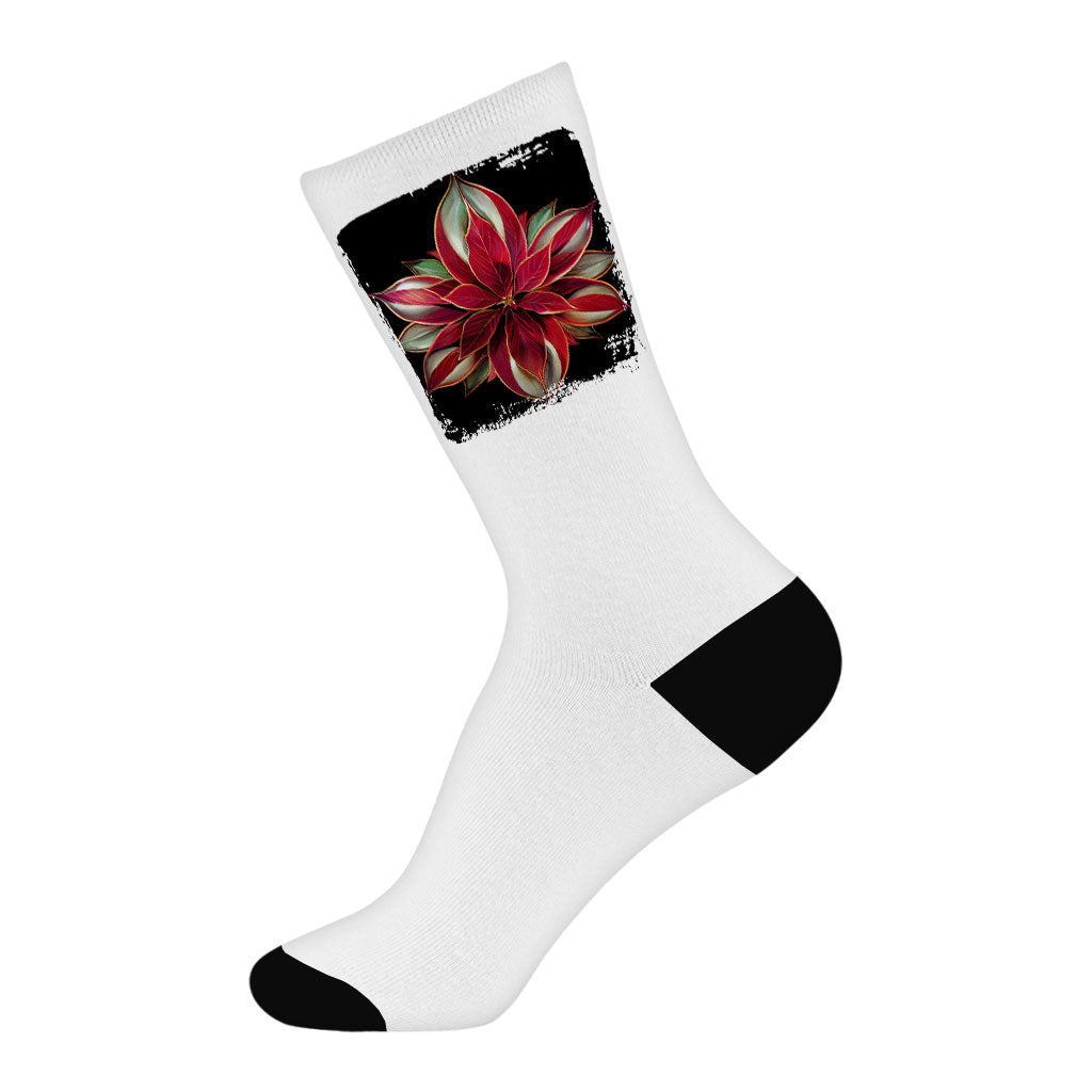 Beautiful Plant Socks - Themed Novelty Socks - Flower Crew Socks