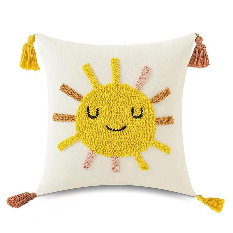 Bohemian Moon & Sun Tassel Throw Pillow Cover