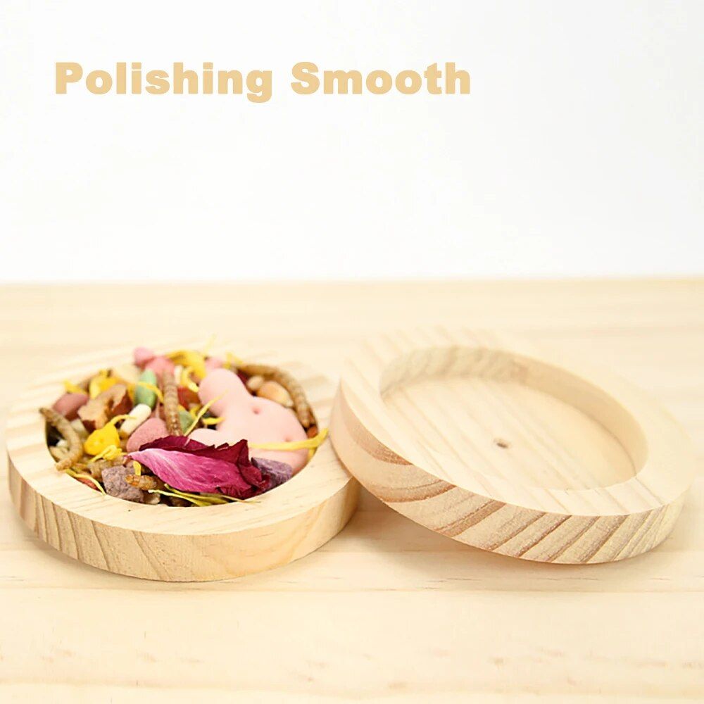 Charming Wooden Pet Food Bowl for Small Animals