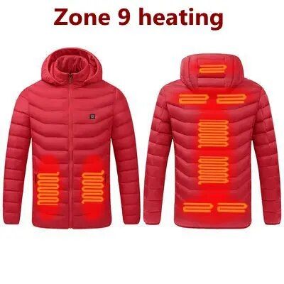 USB Electric Heated Jacket for Men with 9 Heating Zones