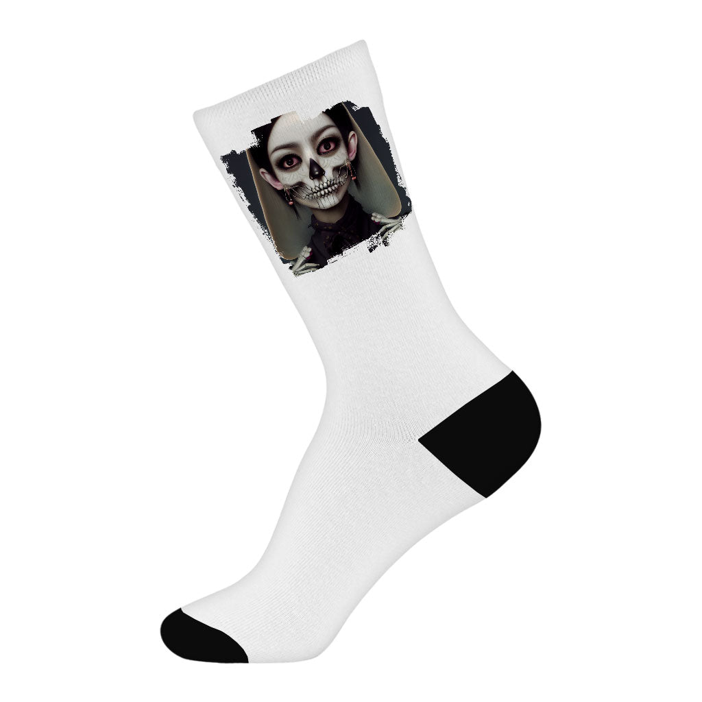 3D Skeleton Socks - Vintage Novelty Socks - Artwork Crew Socks