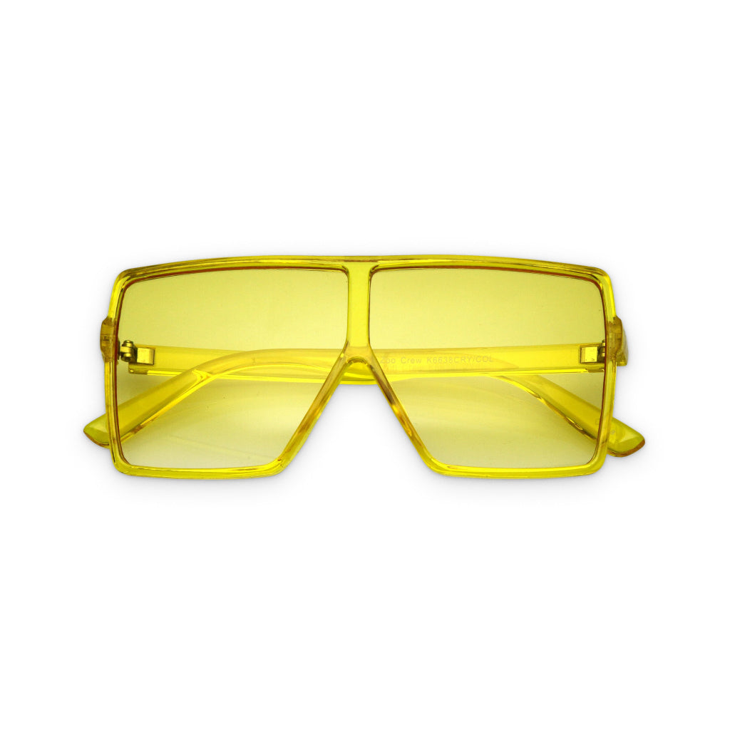 Kids Yellow Translucent Flat-Top Square Sunglasses