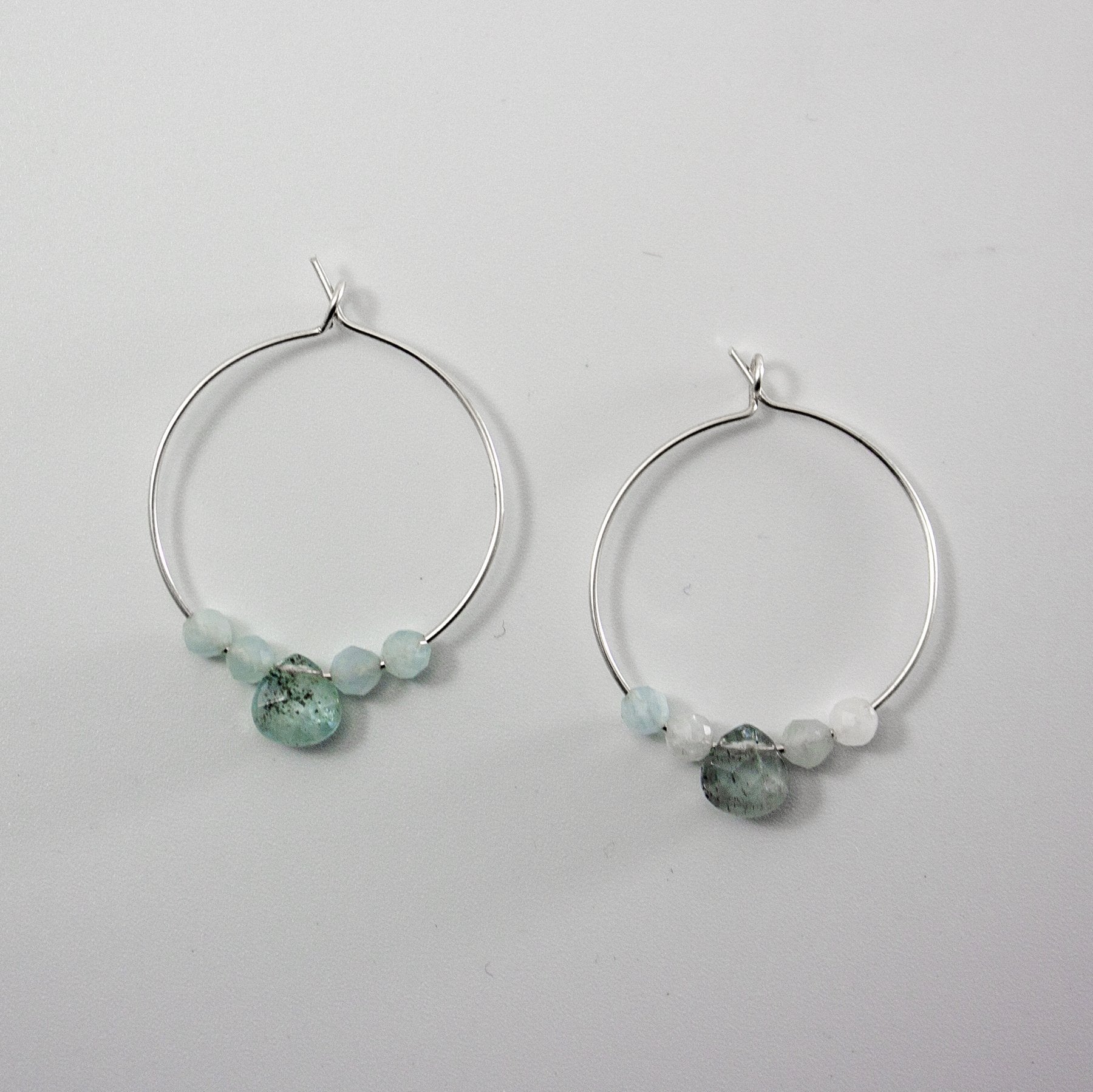 Aquamarine Sterling Silver Hoop Earrings