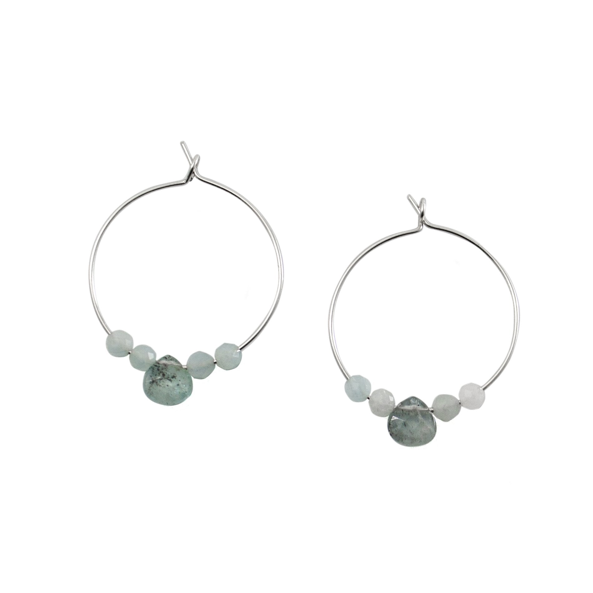 Aquamarine Sterling Silver Hoop Earrings