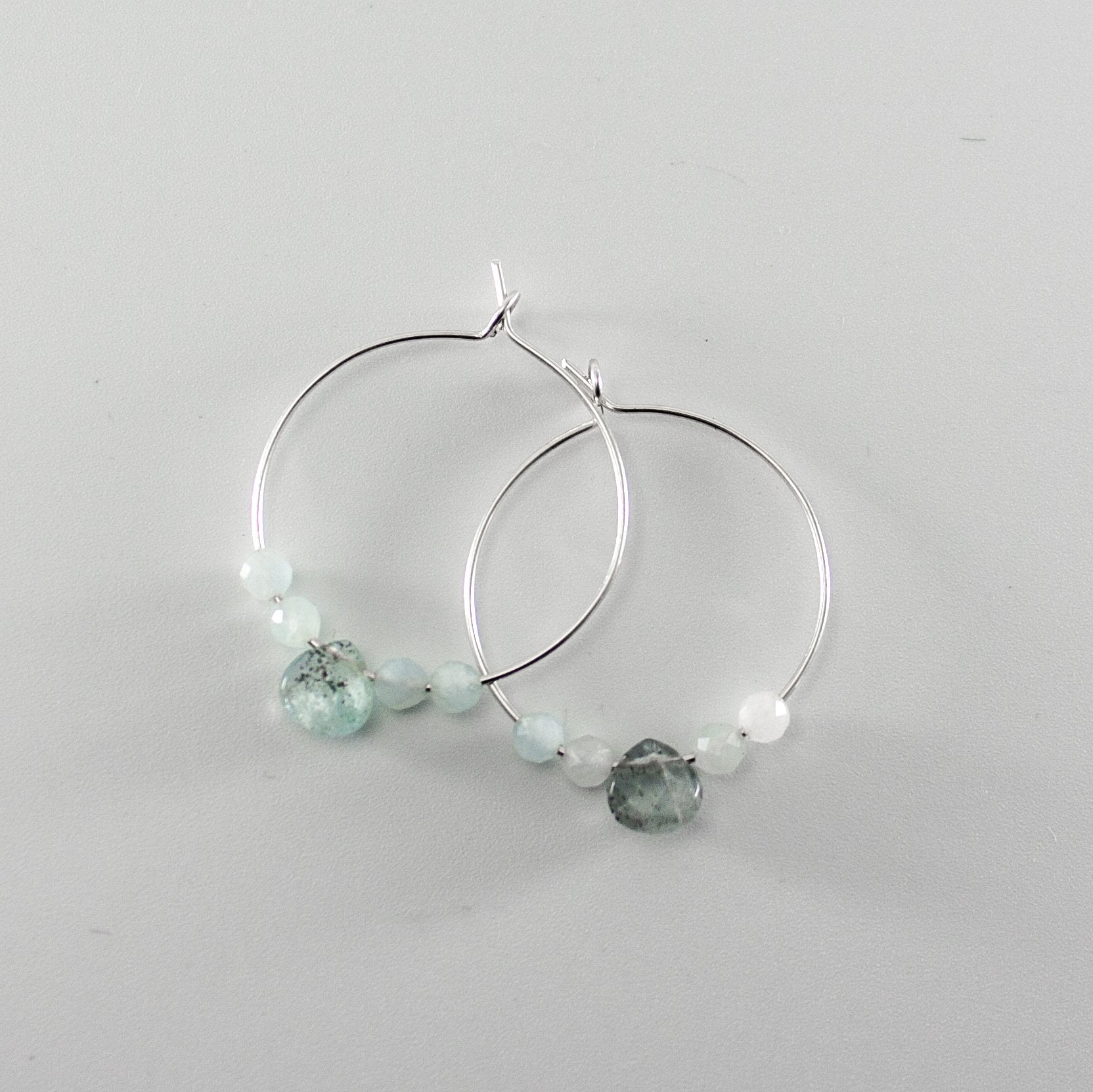 Aquamarine Sterling Silver Hoop Earrings