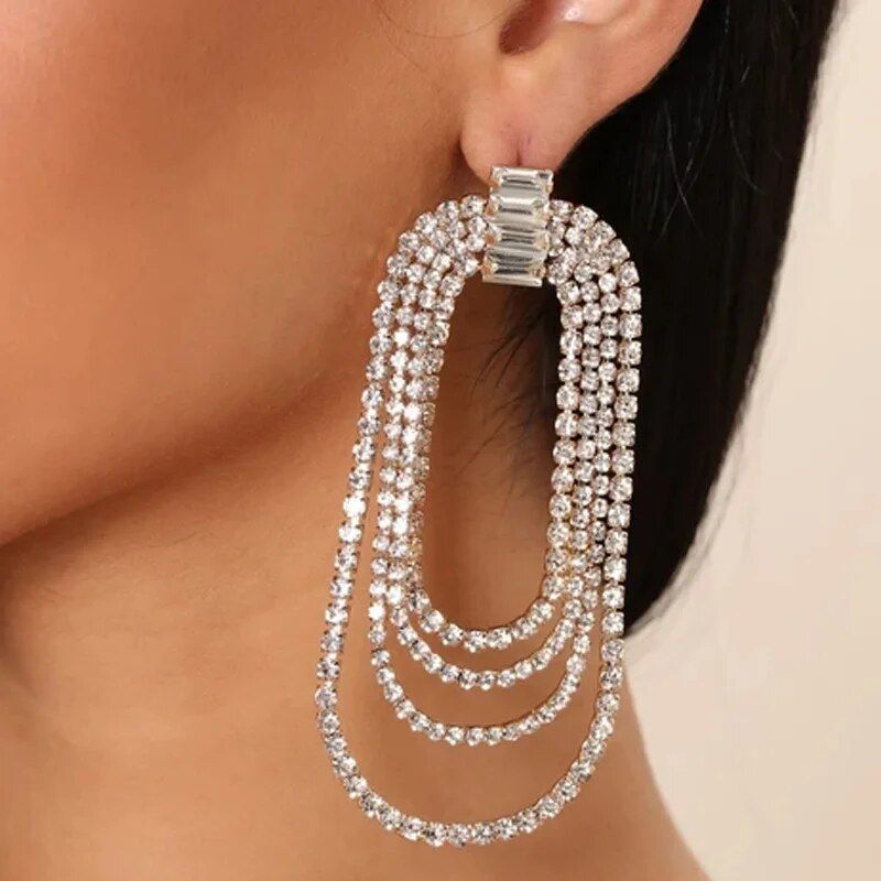 Zirconia Layered Statement Earrings