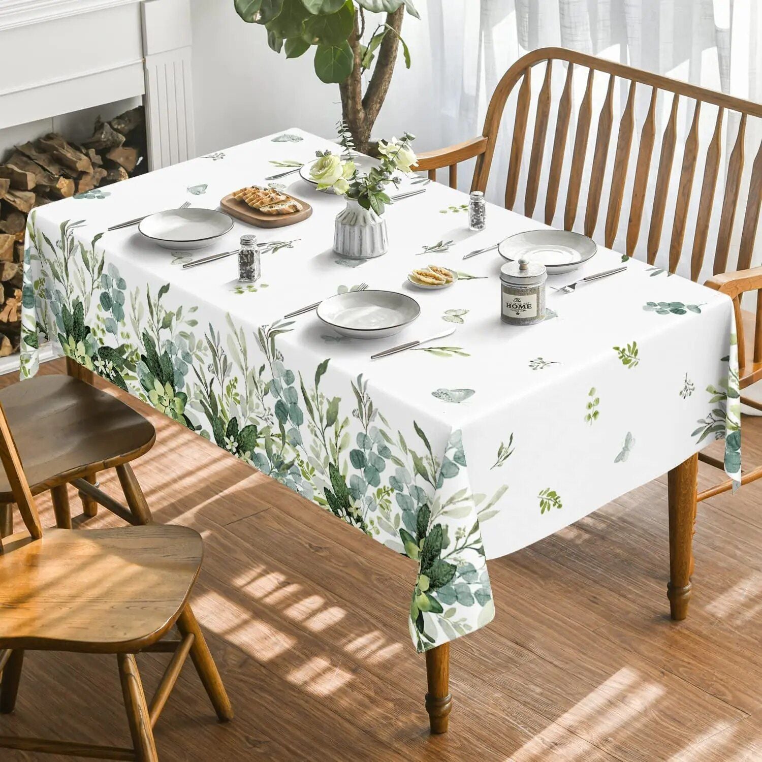 Elegant Spring Eucalyptus Waterproof Tablecloth for All Occasions