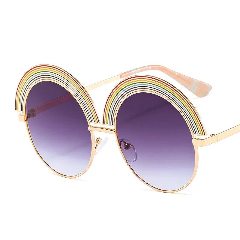 Rainbow Round Sunglasses – Polycarbonate Lenses, Alloy Frame, Unisex Style