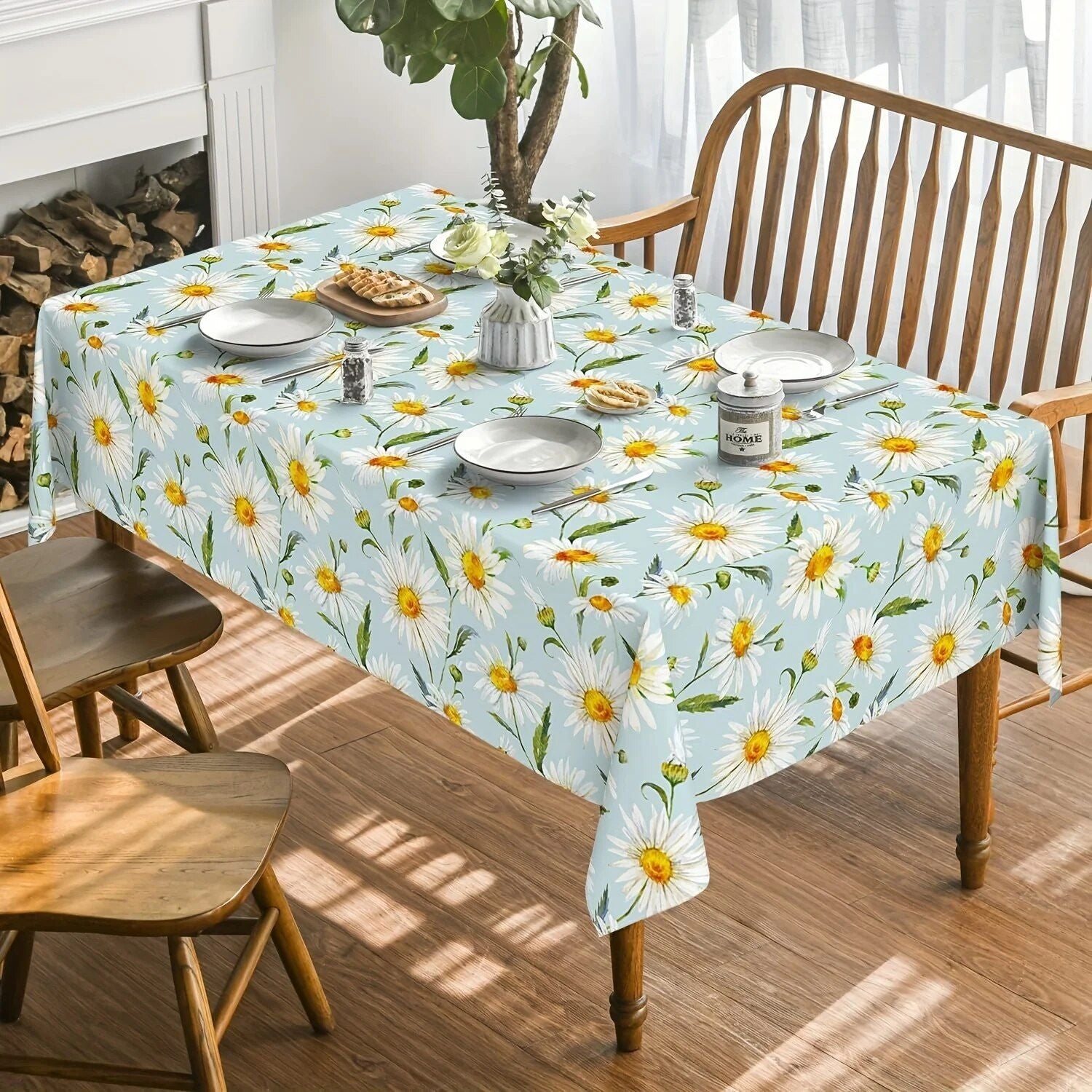 Elegant Floral Polyester Tablecloth