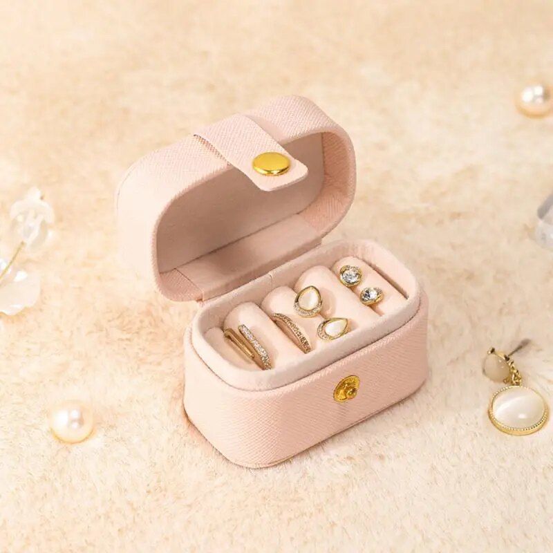 Compact Elegance: Mini PU Leather Ring & Earrings Organizer Box