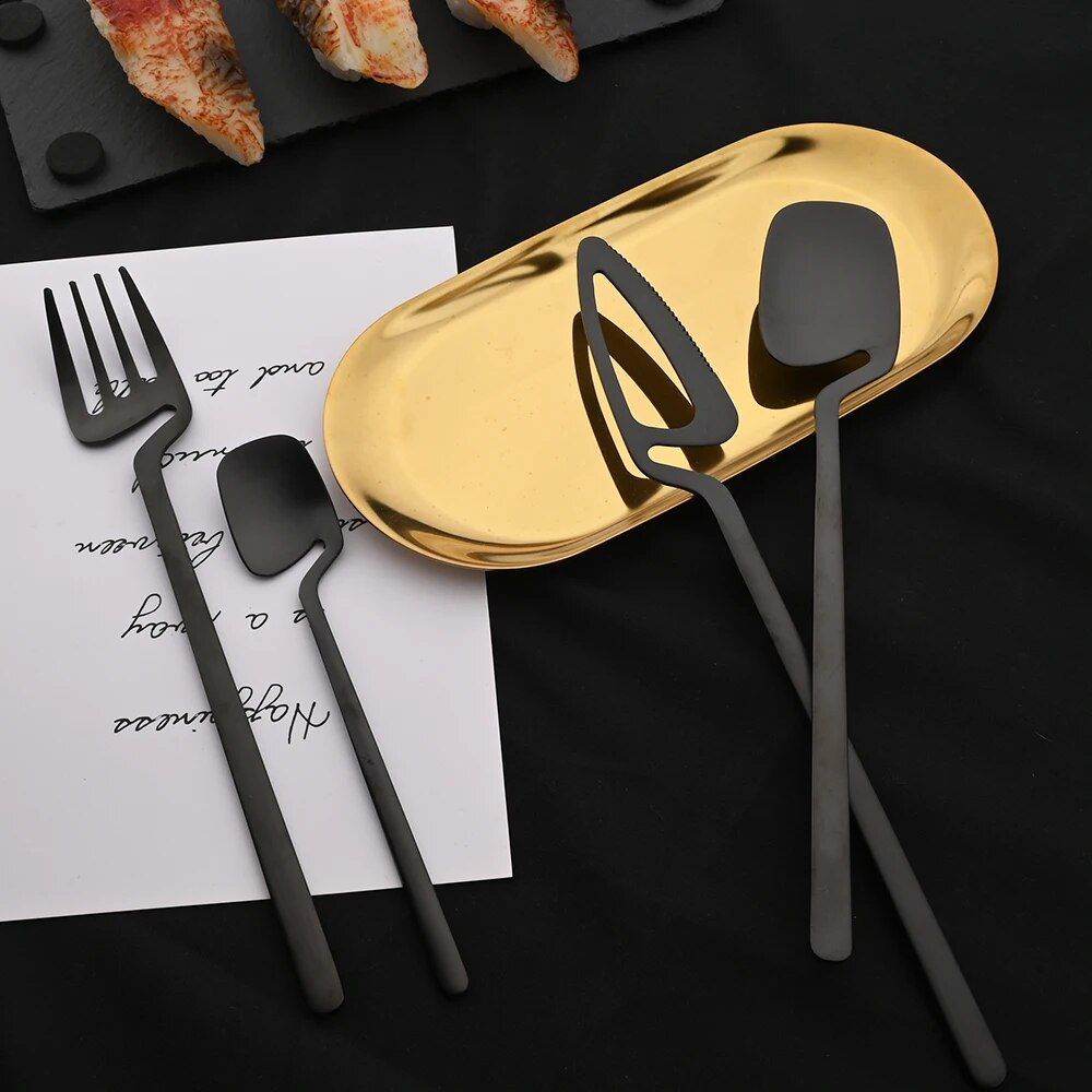 Elegant Matte Gold Stainless Steel Cutlery Set