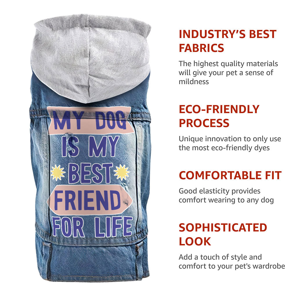 My Dog Is My Best Friend Dog Denim Jacket - Cute Dog Denim Coat - Art Dog Clothing