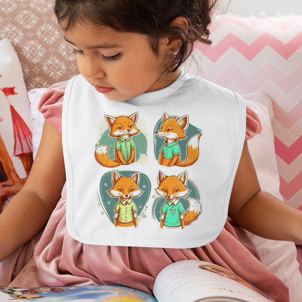 Kawaii Fox Baby Bibs - Cartoon Design Baby Feeding Bibs - Animal Bibs for Eating